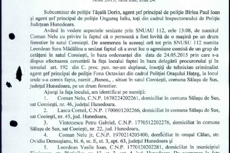 Proces Verbal de cercetare la fata locului 24.05.2015