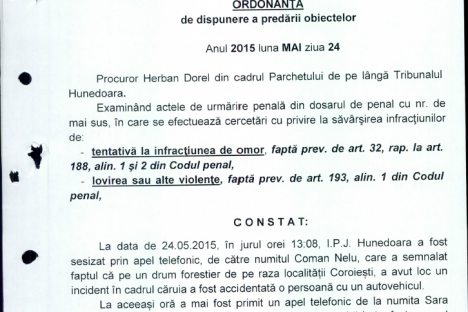Ordonante de dispunere a predarii obiectelor 24.05.2015