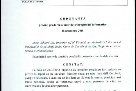 Ordonanta predare inregistrari 12.11.2018