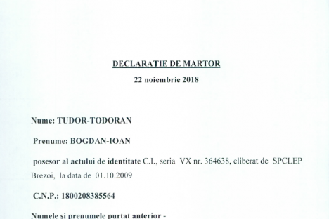 Declaratie de martor Tudor-Tudoran 22.11.2018